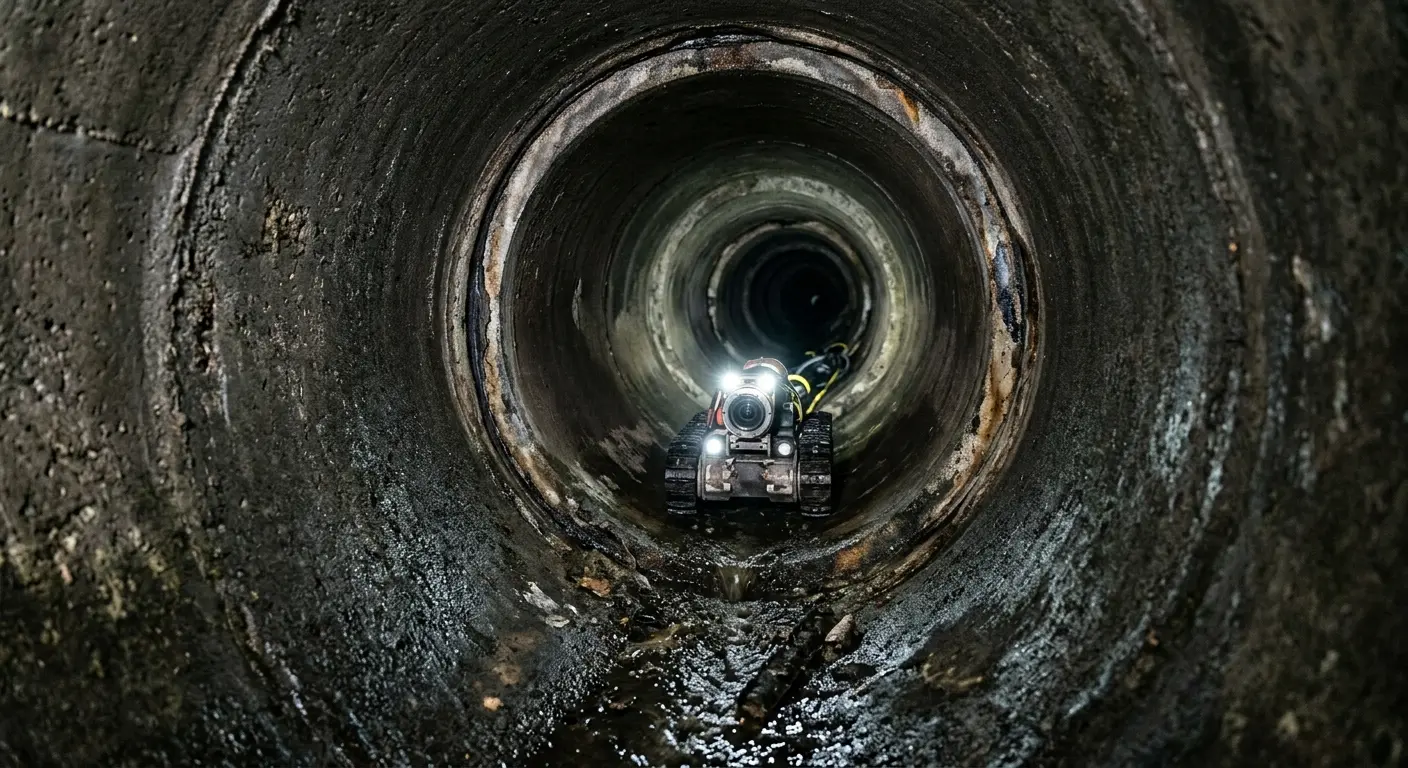 Robotic sewer camera inspecting pipe interior for Sewer Line Cleaning in Zeeland